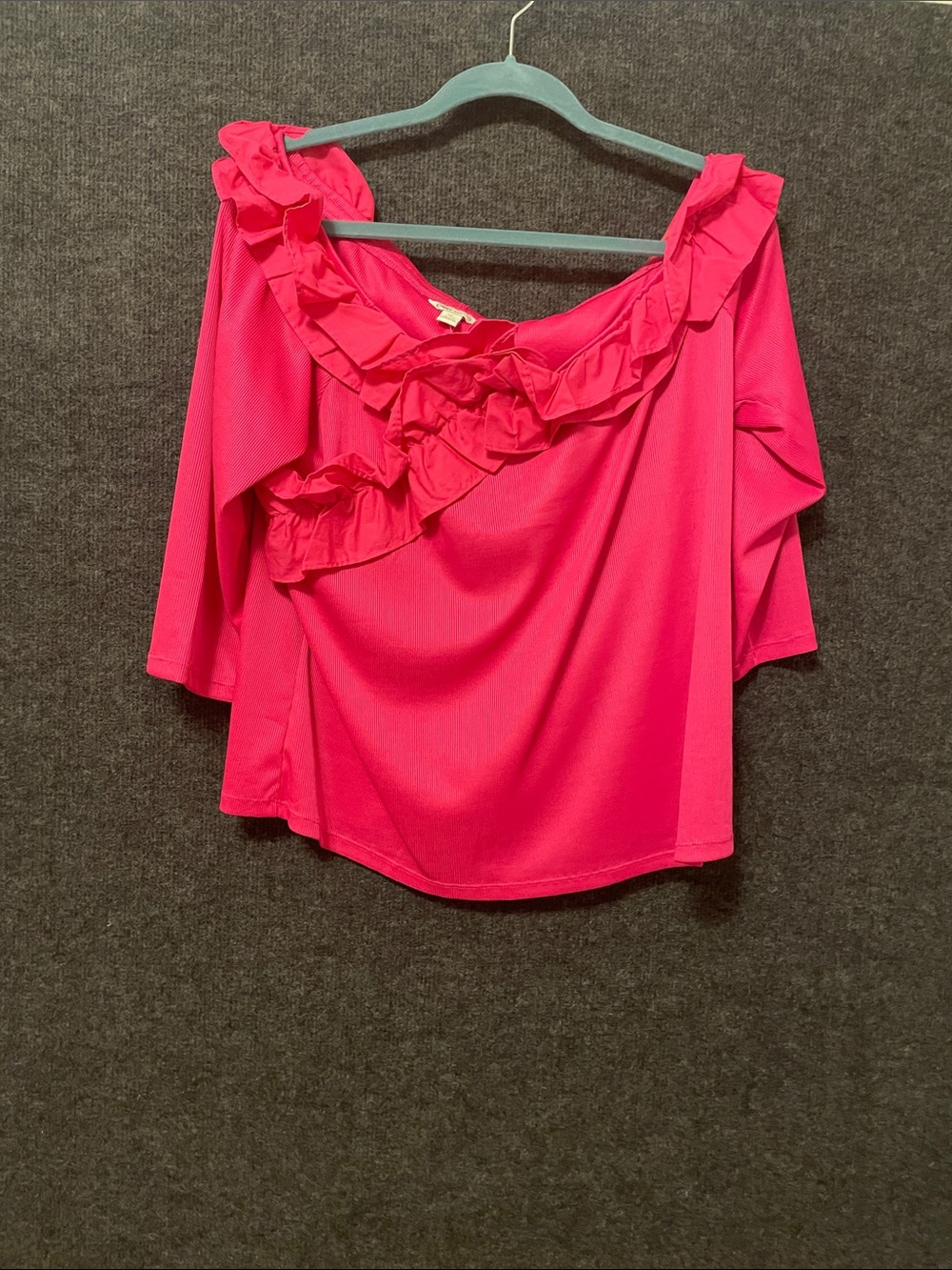 Cato Hot Pink Ruffle Off-Shoulder Blouse